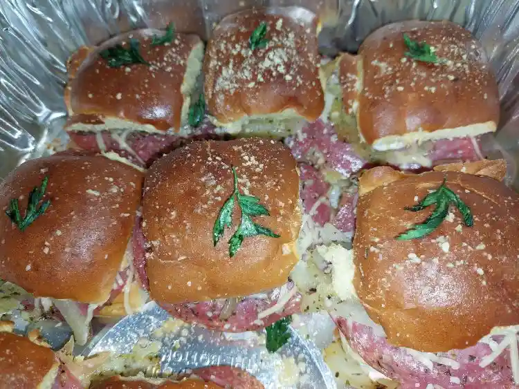a tray of Italian sliders.